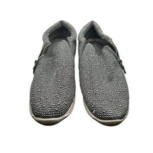 Women’s Anne Klein Silver Bling sequin tennis shoes Zip Side Size 9 Medium